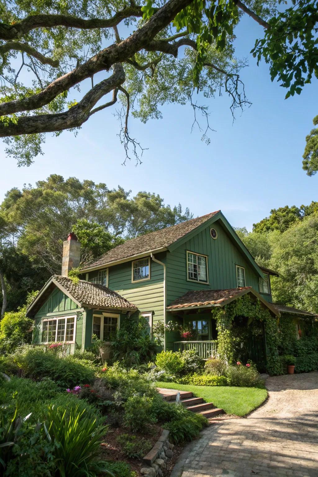 Seamless green hues mix with the landscape.