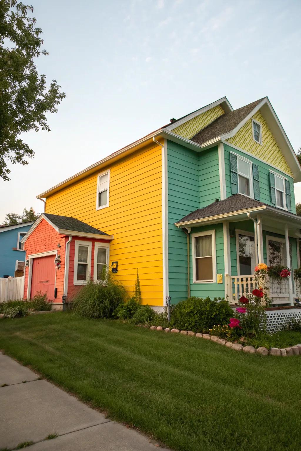 A home exterior showcasing radiant new paint and siding.