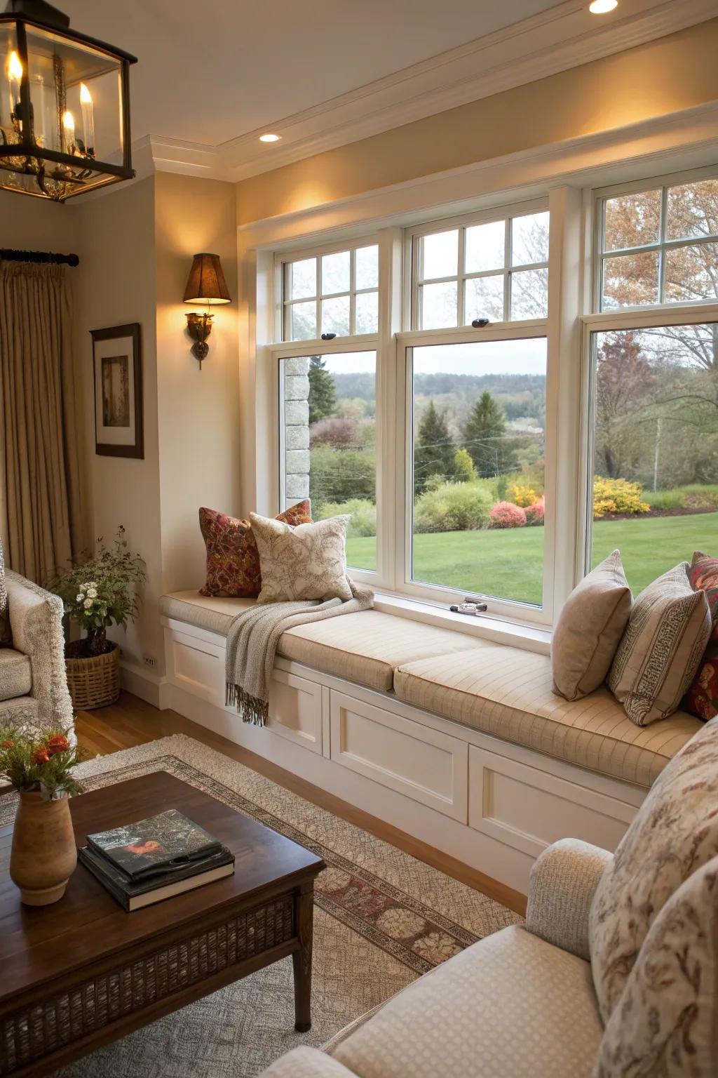 Inset seating adds character and a warm vibe to your living space.