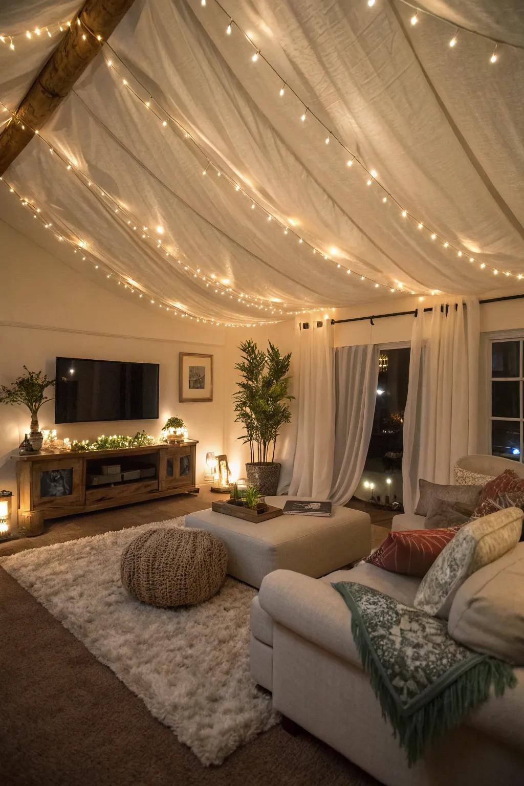 Enhance your lounge with snug fabric drapery.