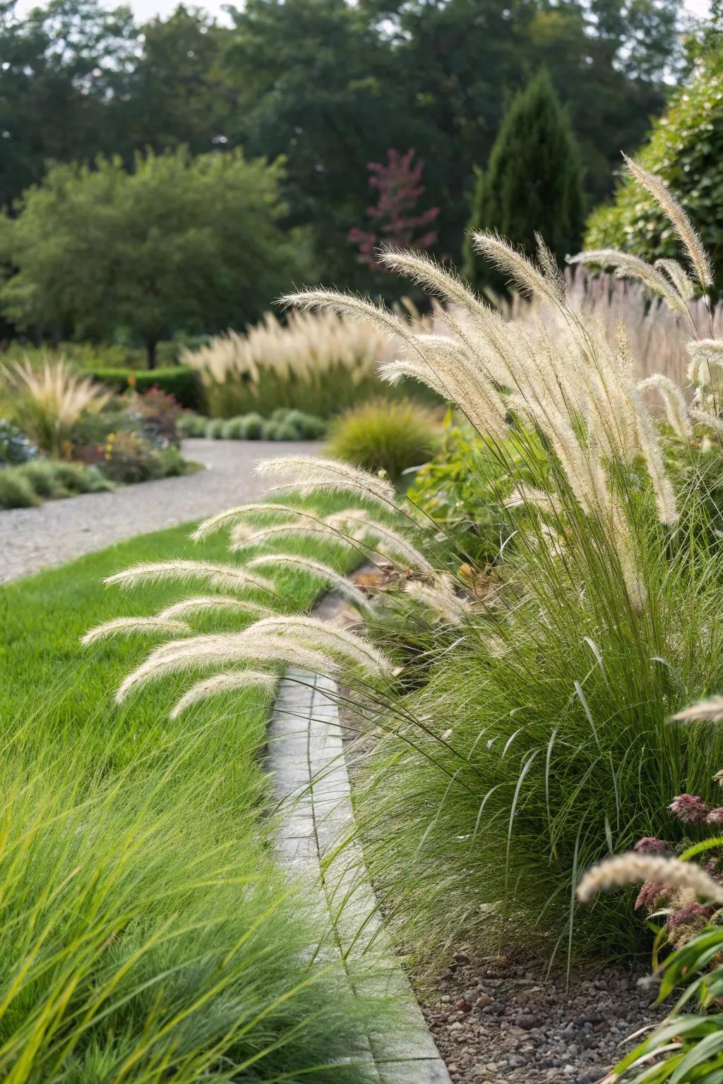 Graceful grasses evoke sophisticated activity.