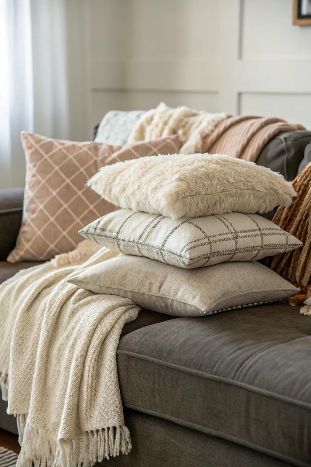 Master the art of layering pillows for added depth and comfort.