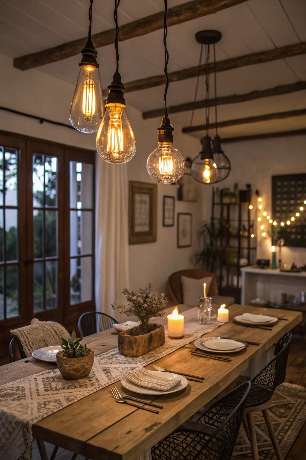 Heritage bulbs bring an ageless, nostalgic charm to your dining room.