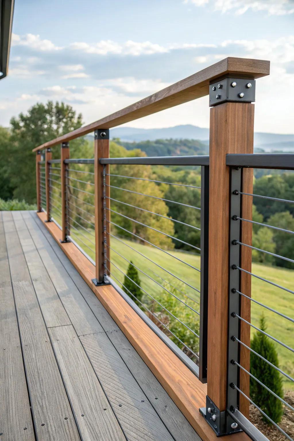 Modern blend: Uniting timber and metal for cottage charm.