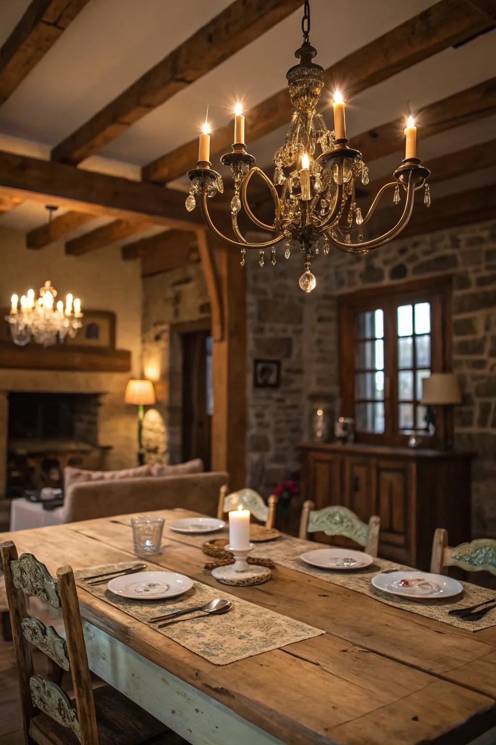 The essence of farmhouse grace is enchanting illumination.