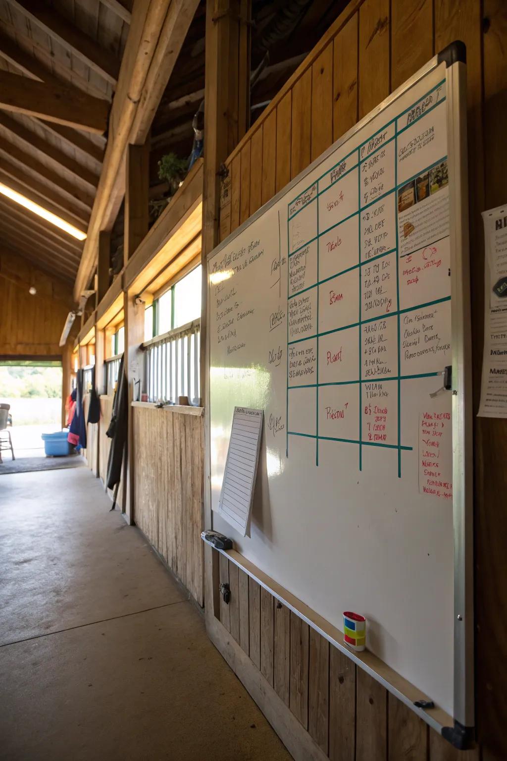 Monitor important details using a convenient whiteboard.