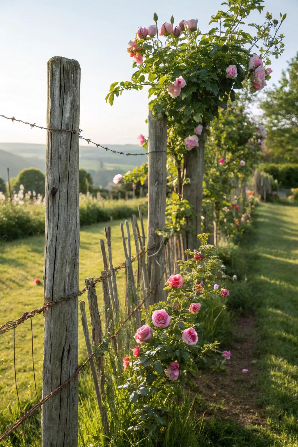 Countryside charm with a wire and timber screen combination.