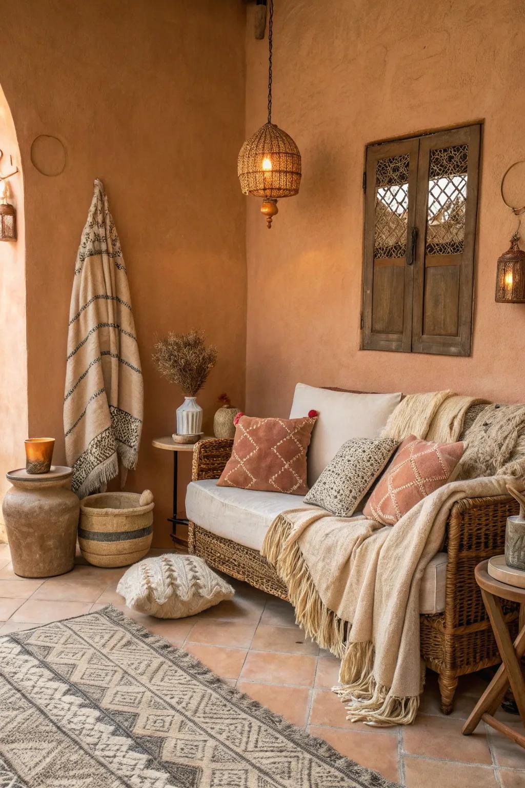 Cozy hues create a welcoming and snug atmosphere.