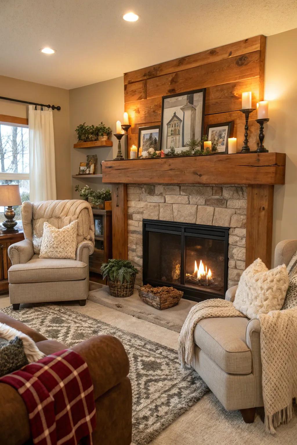 Authentic wooden boards impart comfort and rustic allure.