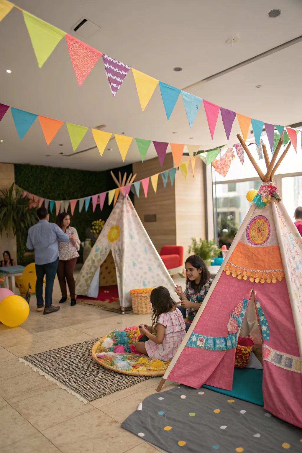 Themed accouterments for instance, diminutive wigwams lending charm to a 'Wild Child' birthday soiree.
