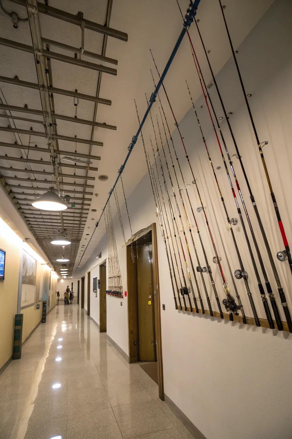 Cultivate an inviting ambiance via elevated angling tool displays.