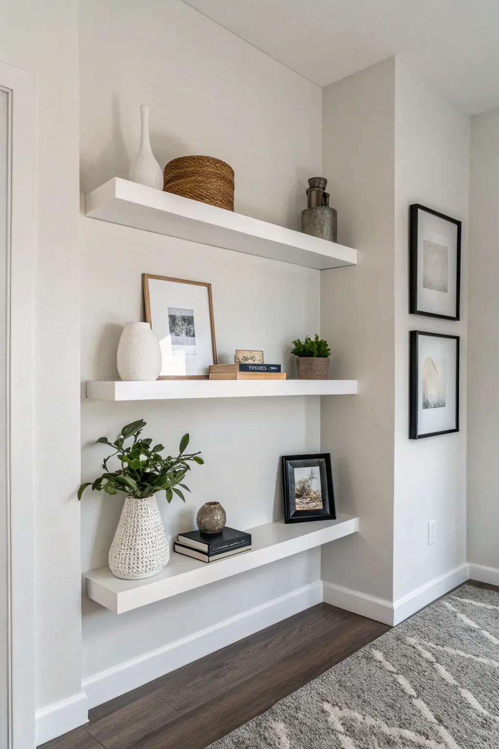 Understated display racks presenting a neat and uncluttered visual.