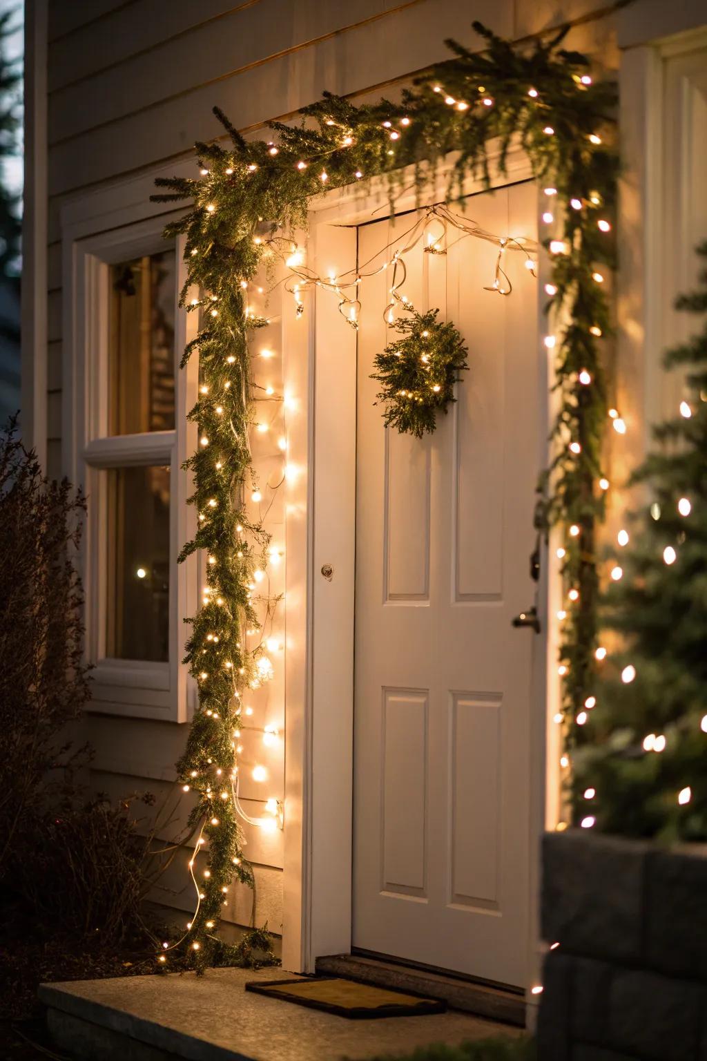 Twinkle lights introduce an enchanting aspect to your garland, ideal for evening allure.