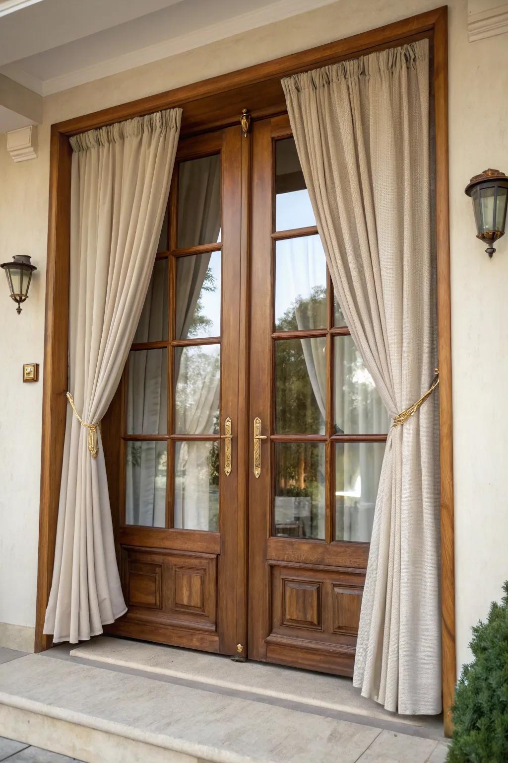 Curtains made for door windows, providing privacy with flexibility.