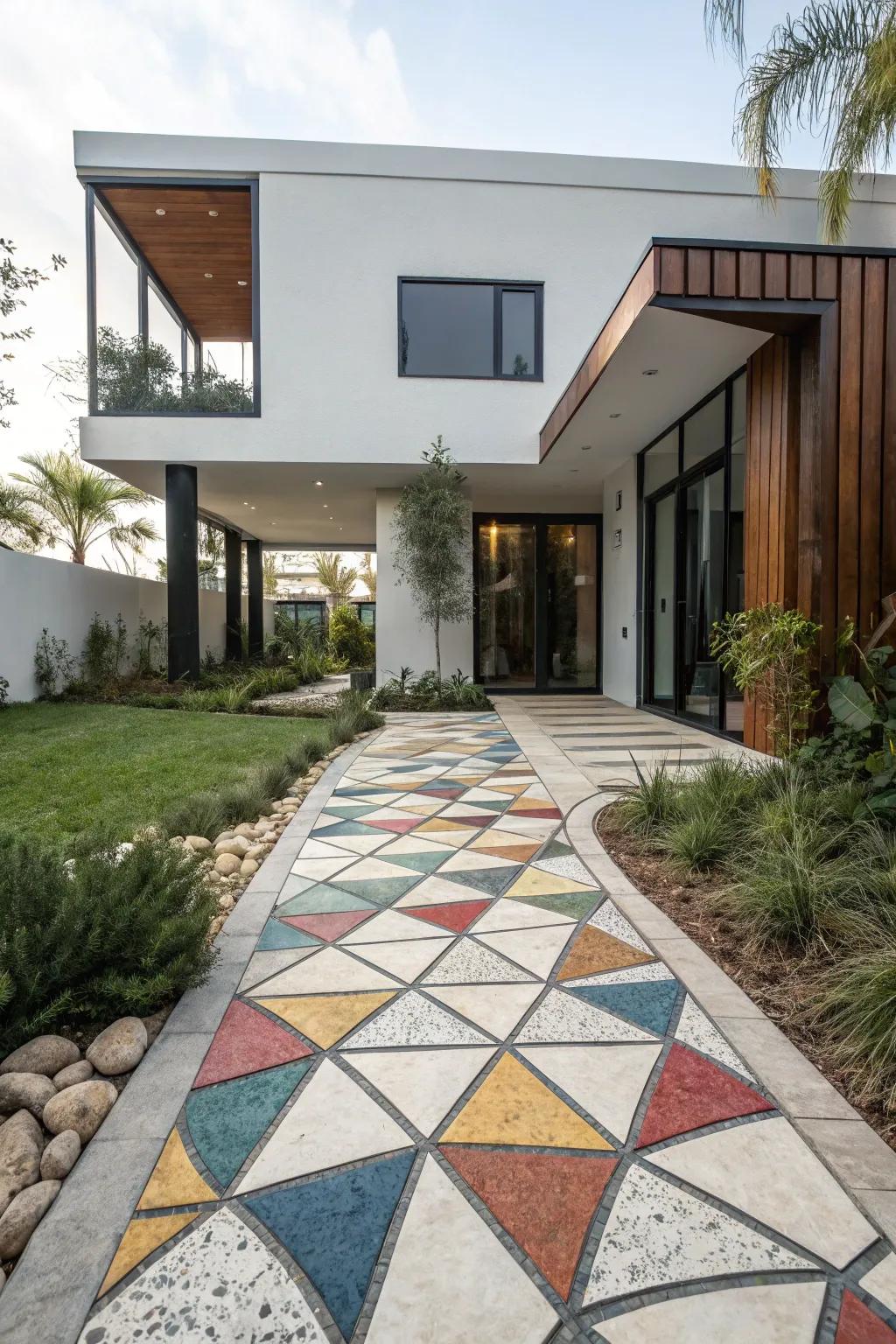 Geometric paver patterns make a striking statement.