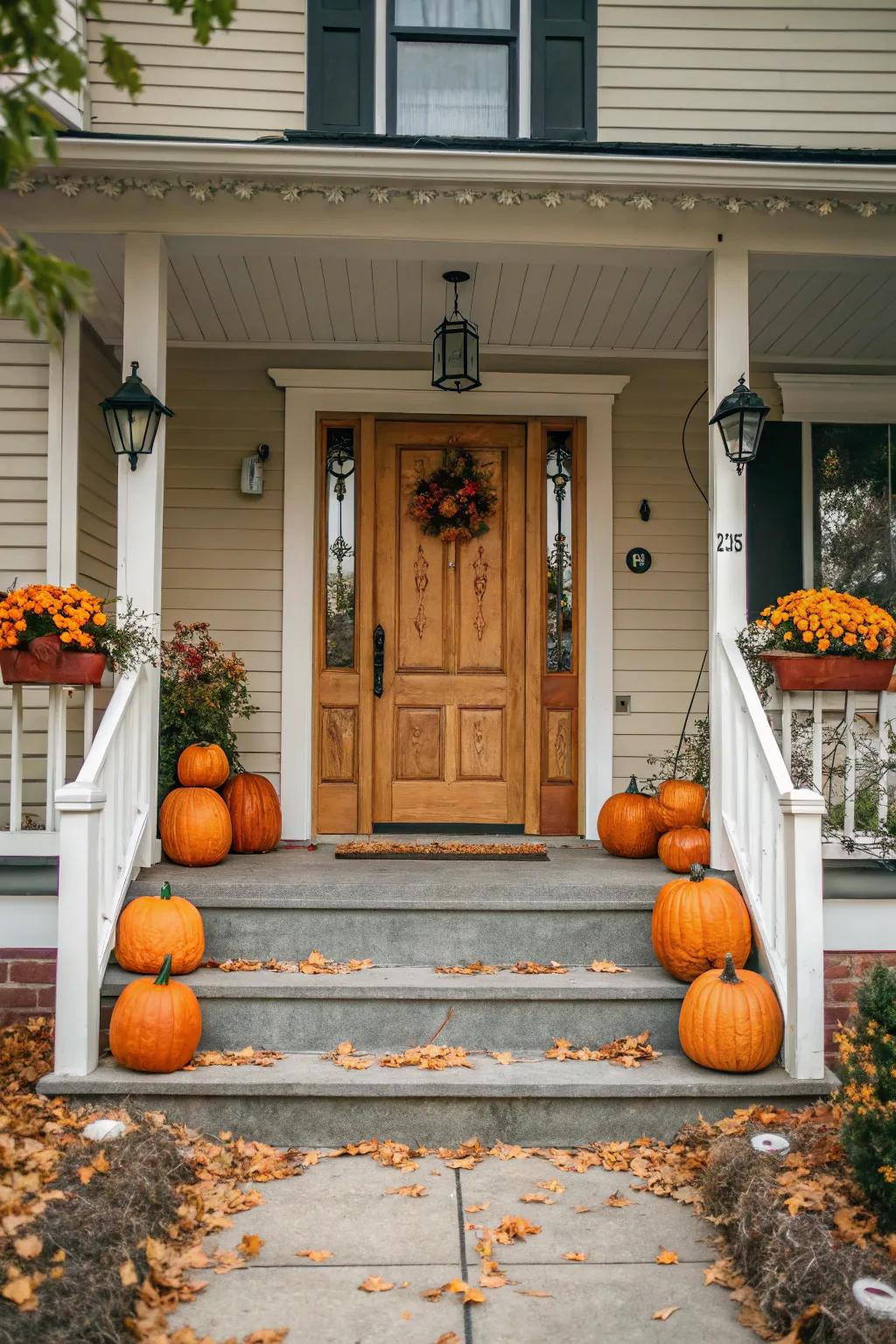 Symmetry introduces equilibrium and sophistication to gourd décor.
