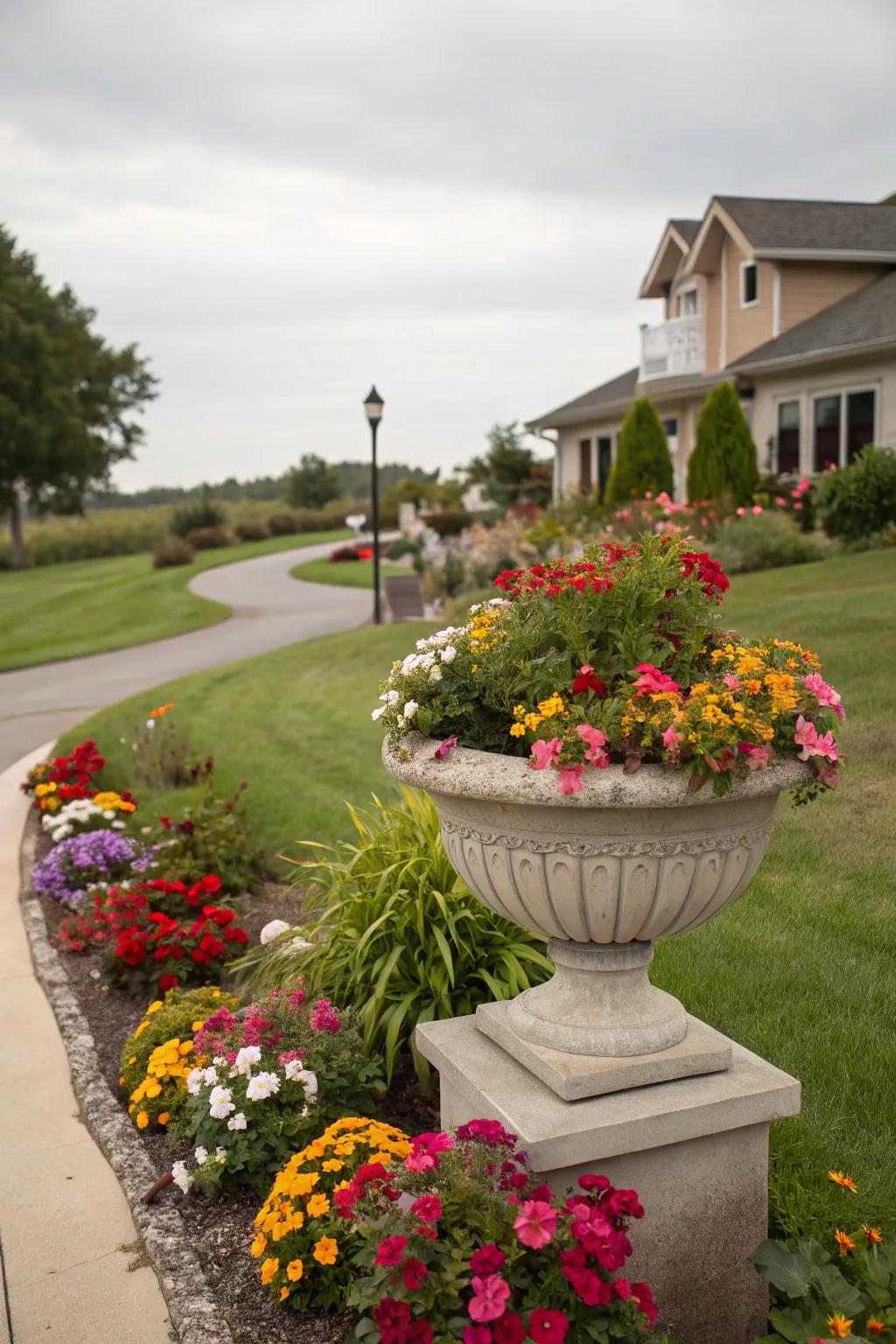 Enrich your flower beds with a focal point centerpiece.