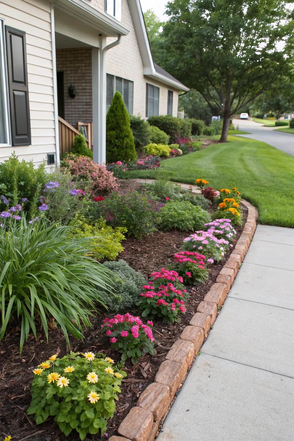 Ground cover beds enhance visual appeal and lessen upkeep.