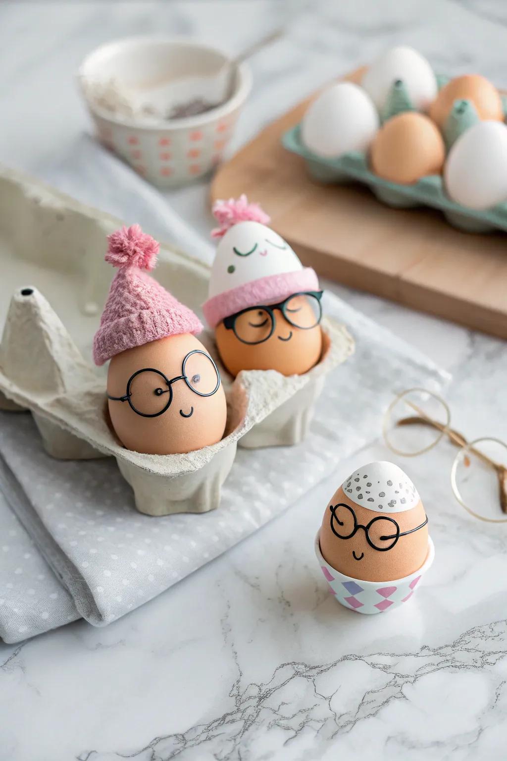 Eggs bursting with personality, thanks to fun accessories.