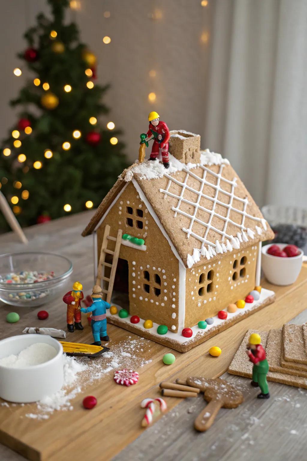 A gingerbread dwelling in the midst of construction