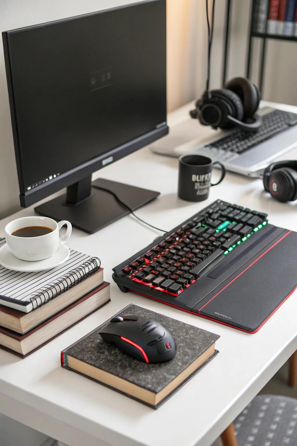 A multi-functional desk is perfect for both work and play.
