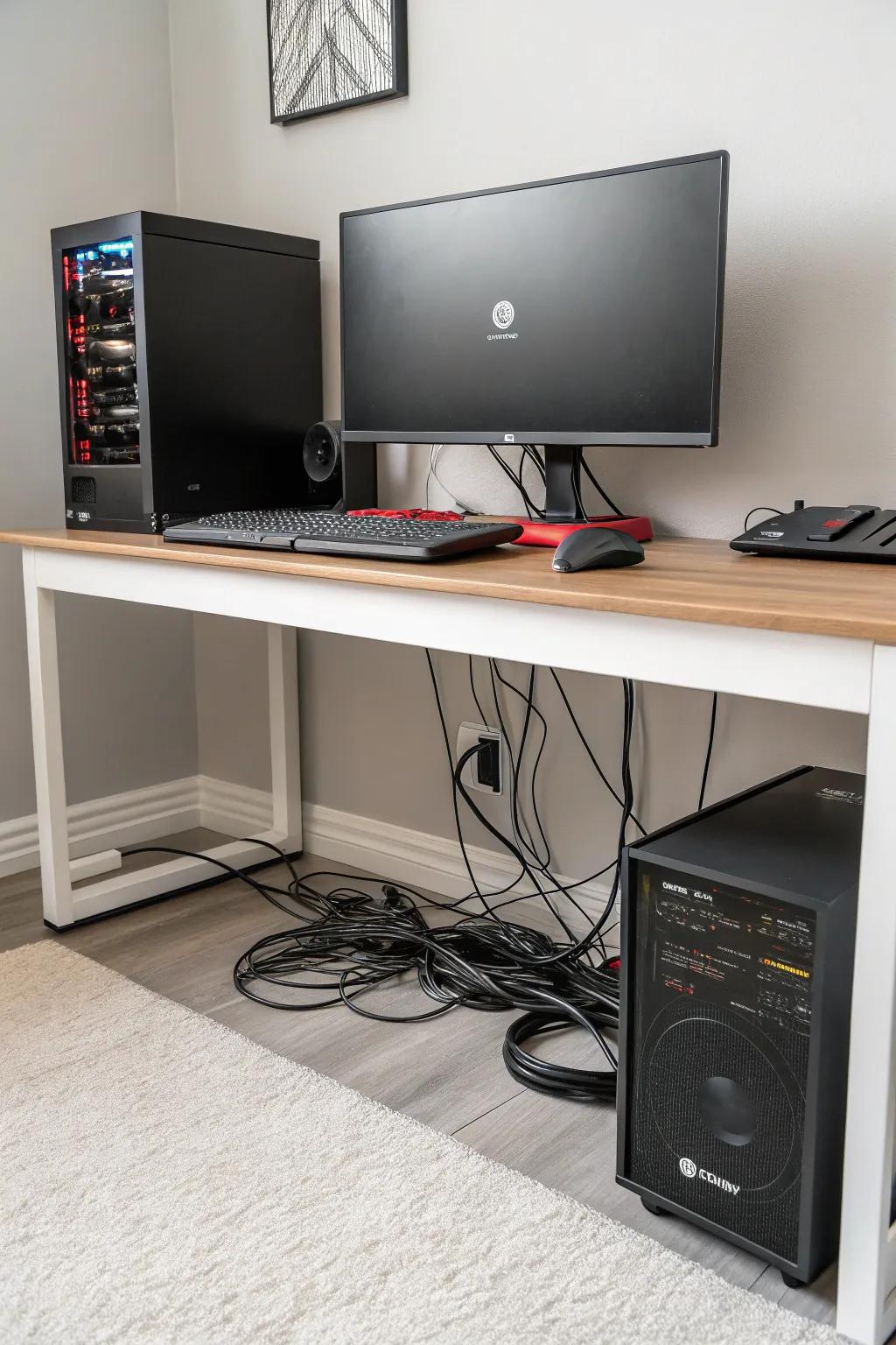 Organized cables promote a refined gaming setting.
