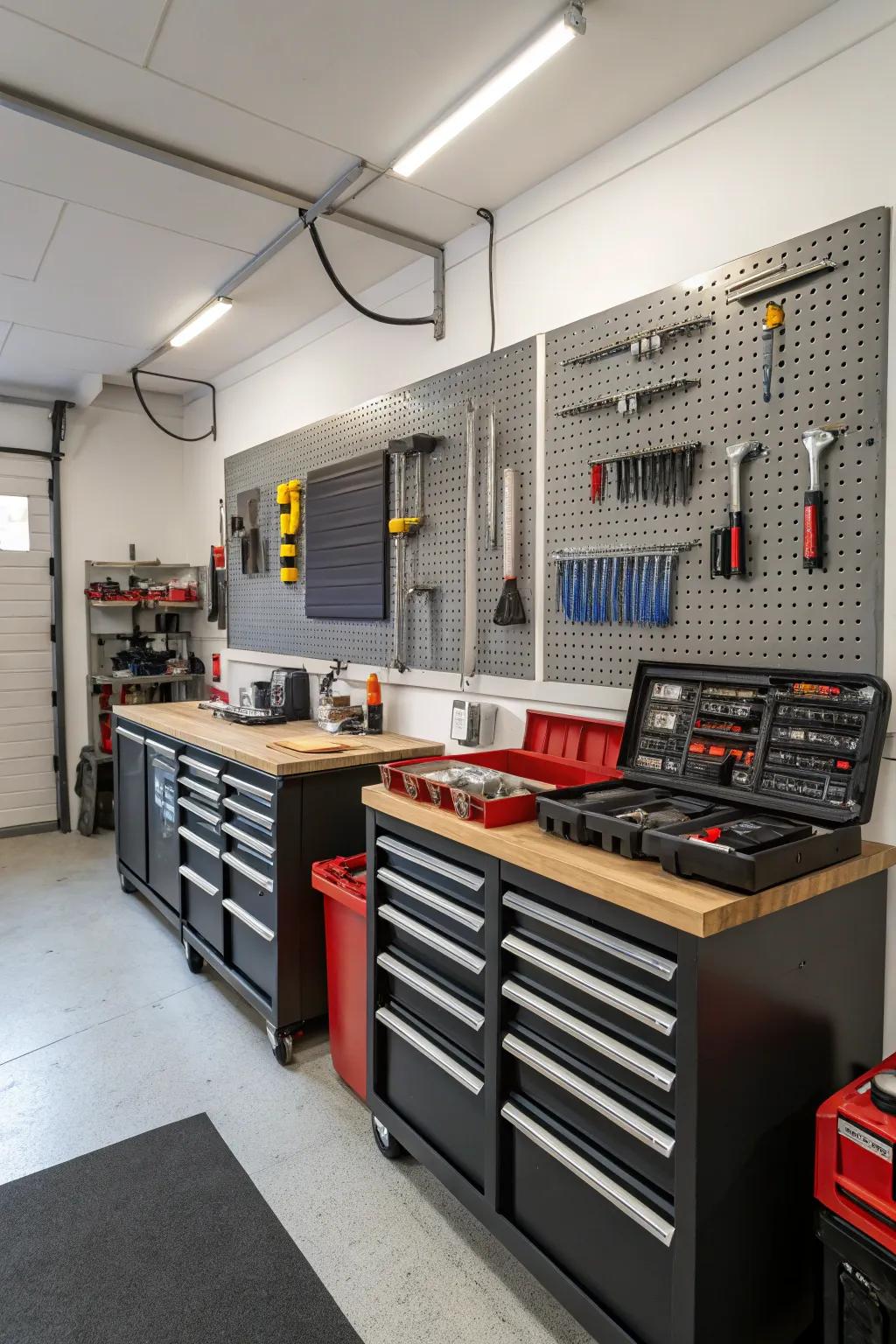 A garage workshop tailored for the passionate DIY enthusiast.