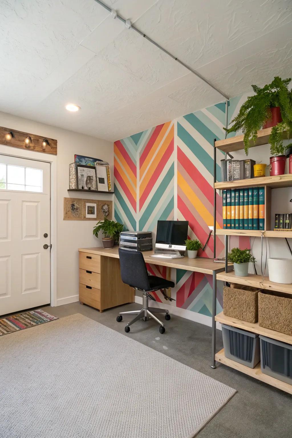 A feature wall enriches your office’s personality.