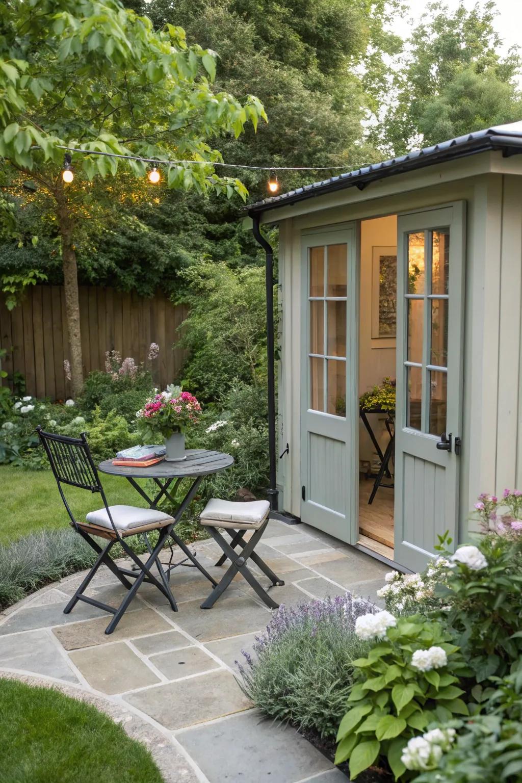 An inviting outdoor chill spot, perfect for enjoying breaks in the garden.