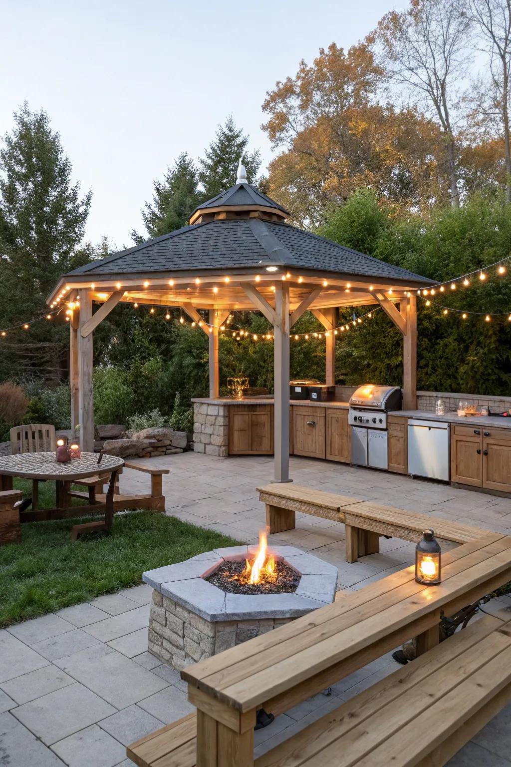 Relish in cooking and hosting with an exterior kitchen arrangement.