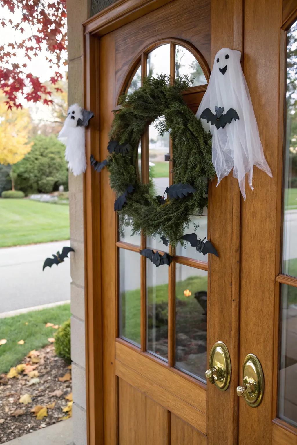 A specter garland establishes a spooky yet welcoming atmosphere for your abode.
