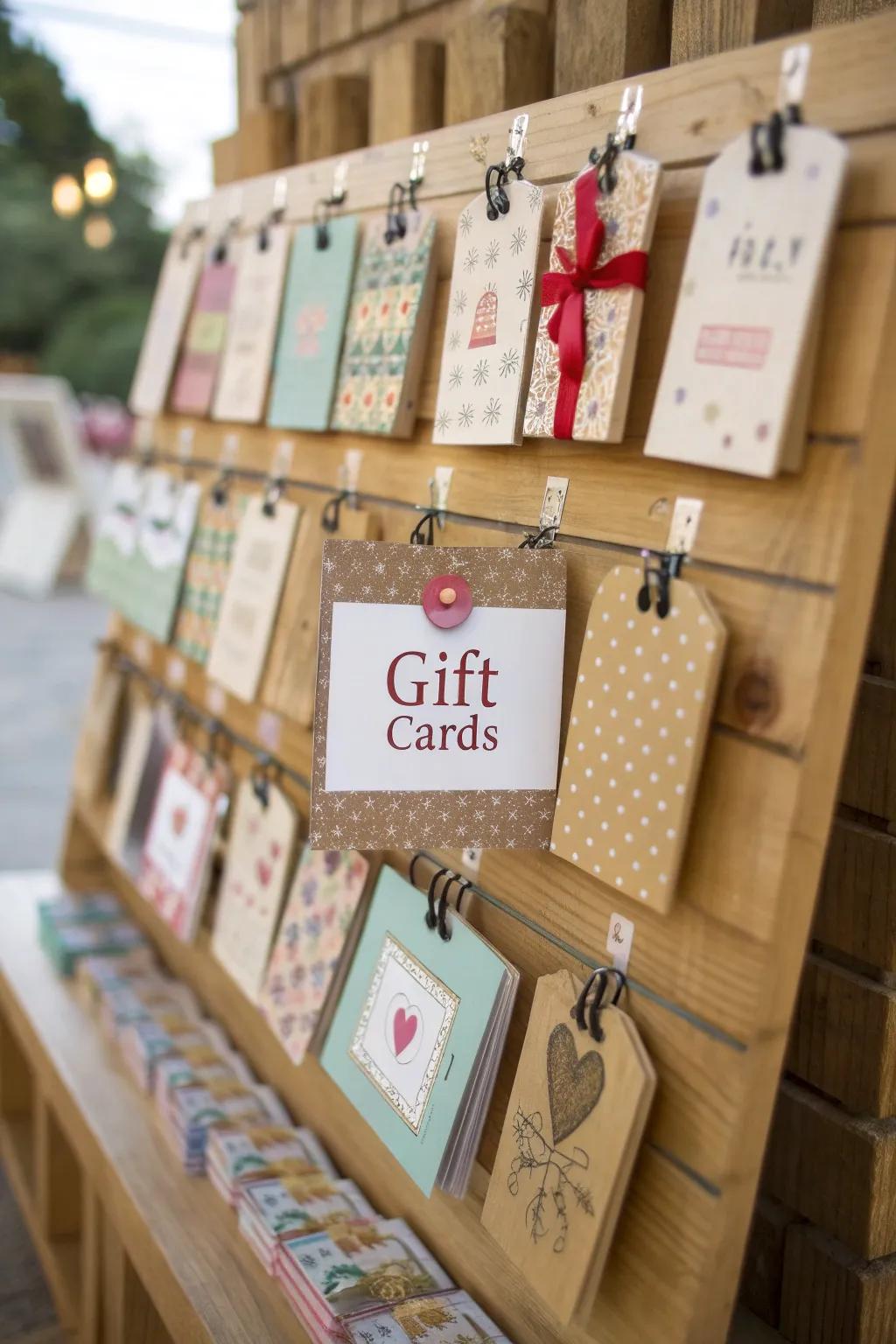 Gift cards accompanied by imaginative lettering create a lasting impression.