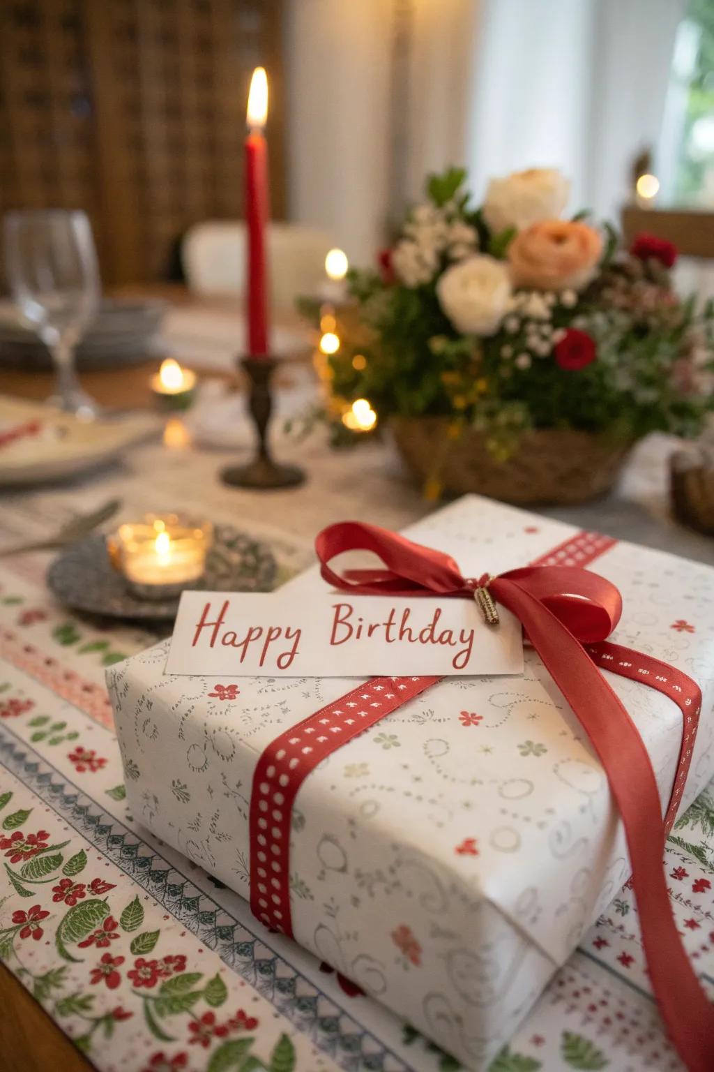 Gift with personalized ribbon message