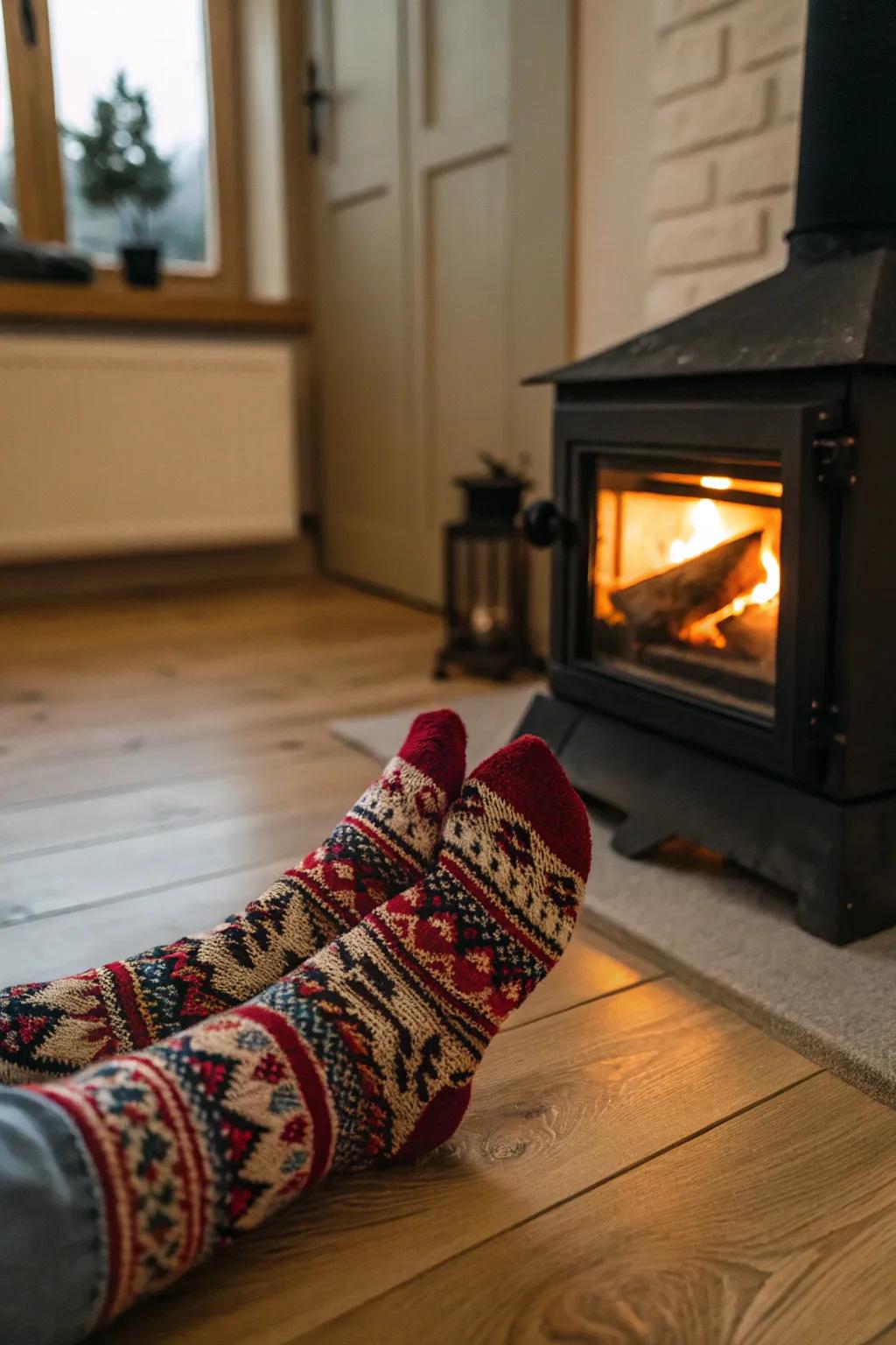 Ideal for relaxing at home, warm and comfy foot warmers.