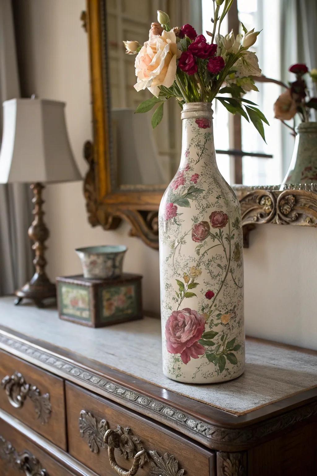 A paper cutout container showcasing vintage floral splendor.