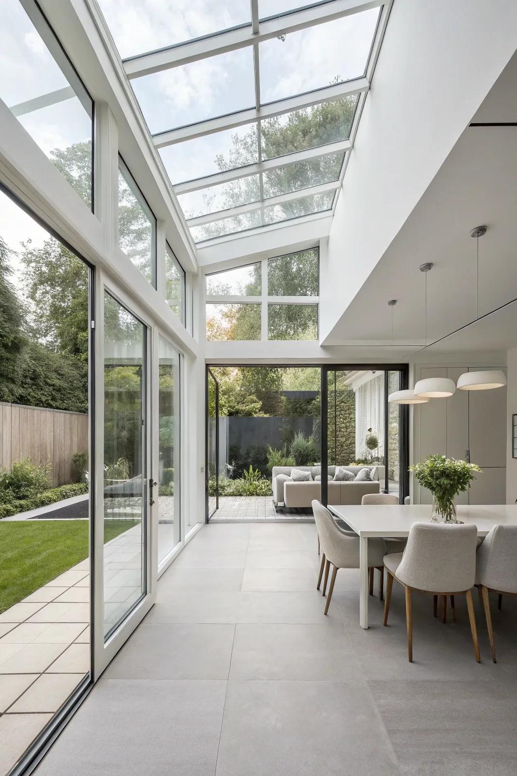 A minimalist glass extension radiating elegance.