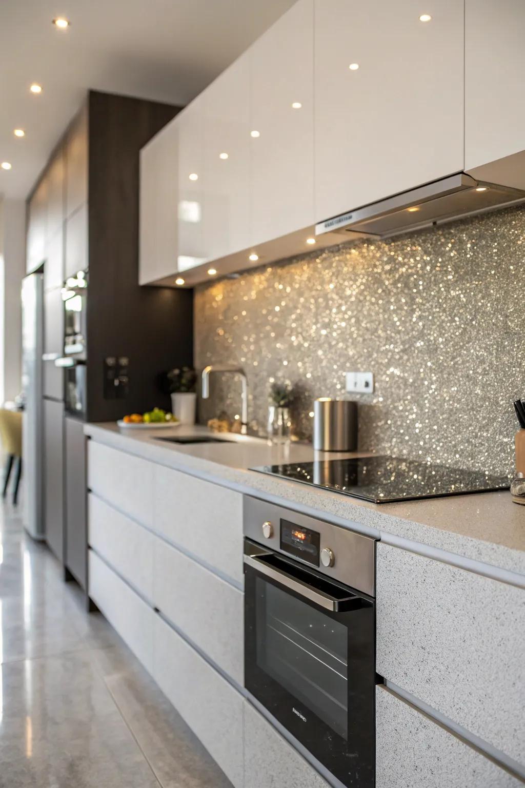 A radiant wall brings sparkle to a kitchen.