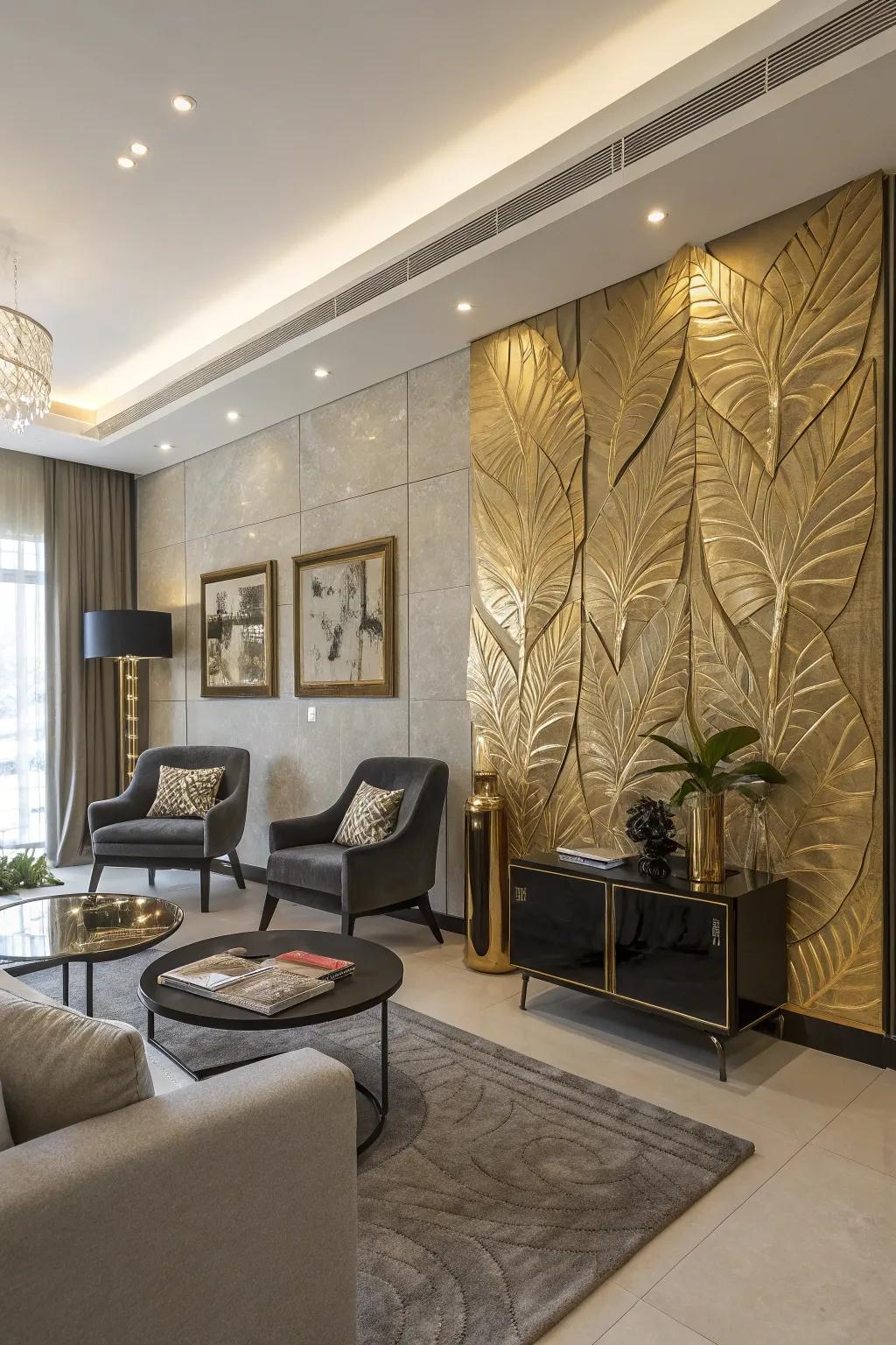 Make a bold statement with a gilded paper feature wall.