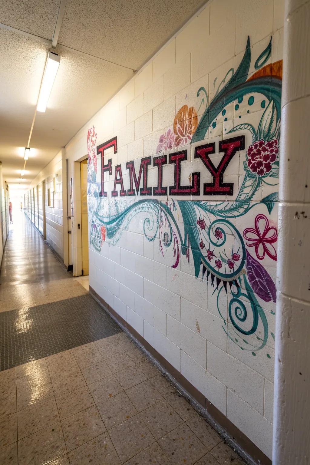 Personalized graffiti bringing a personal touch to a hallway
