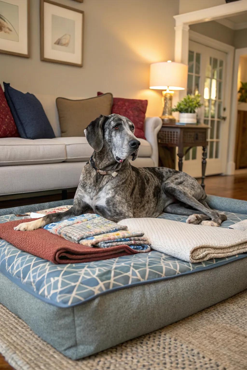 Bespoke canine beds enable you to personalize both comfort and style for your Great Dane.