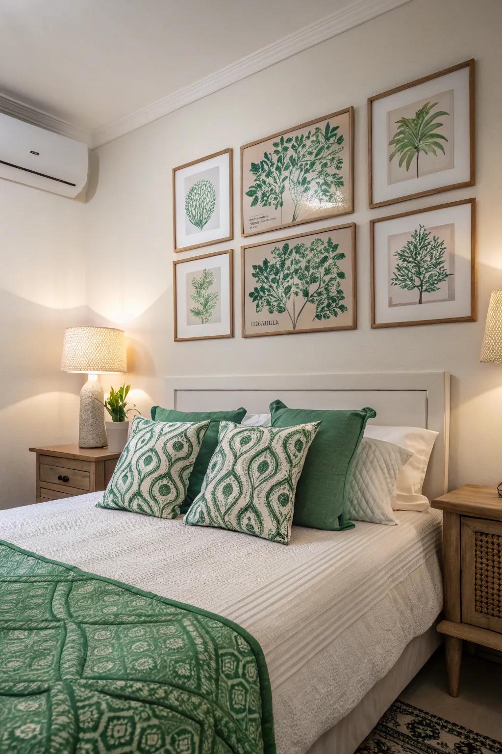 Pretty green accents bring life and energy to the room.