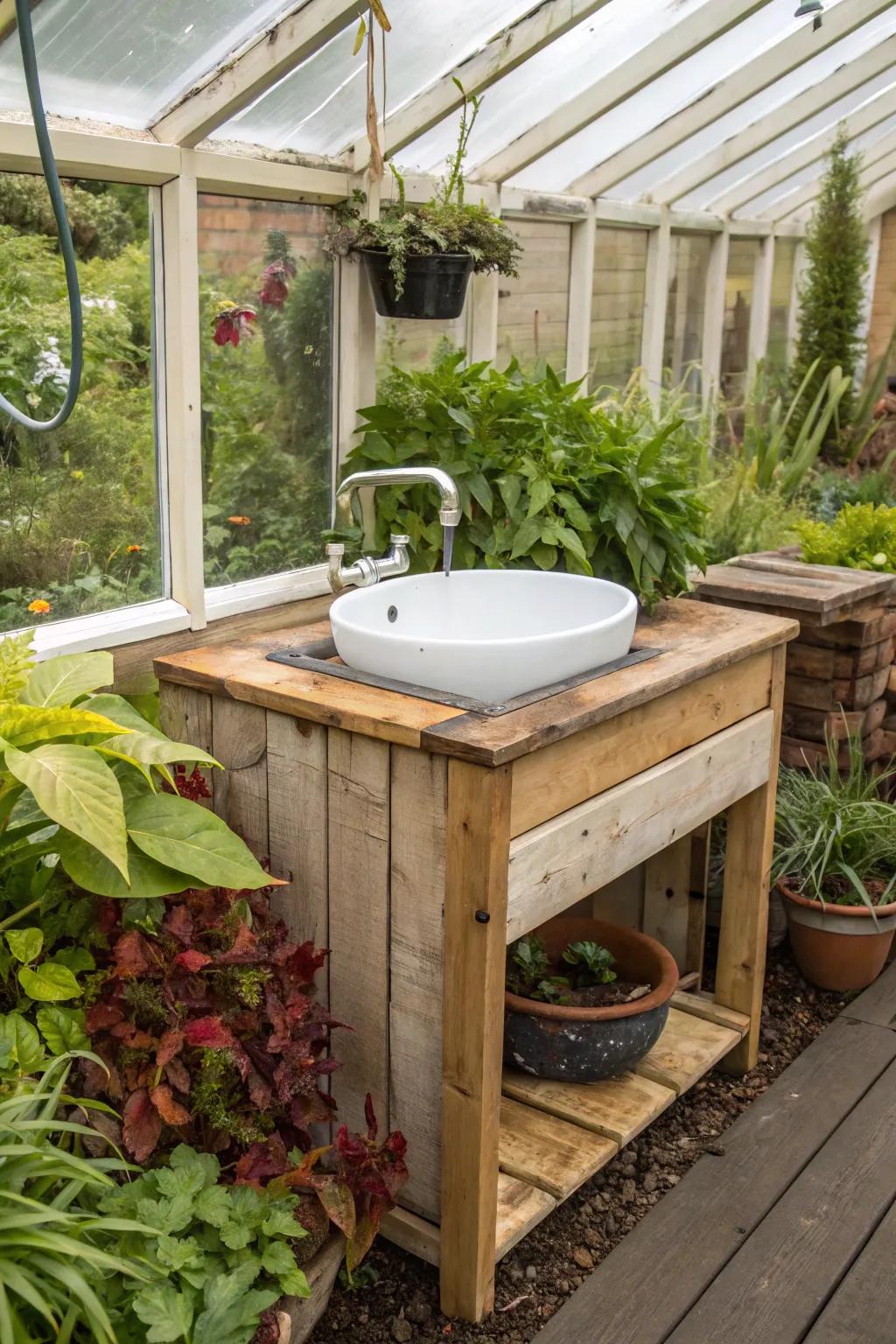 An environmentally conscious sink that complements a sustainable gardening lifestyle.