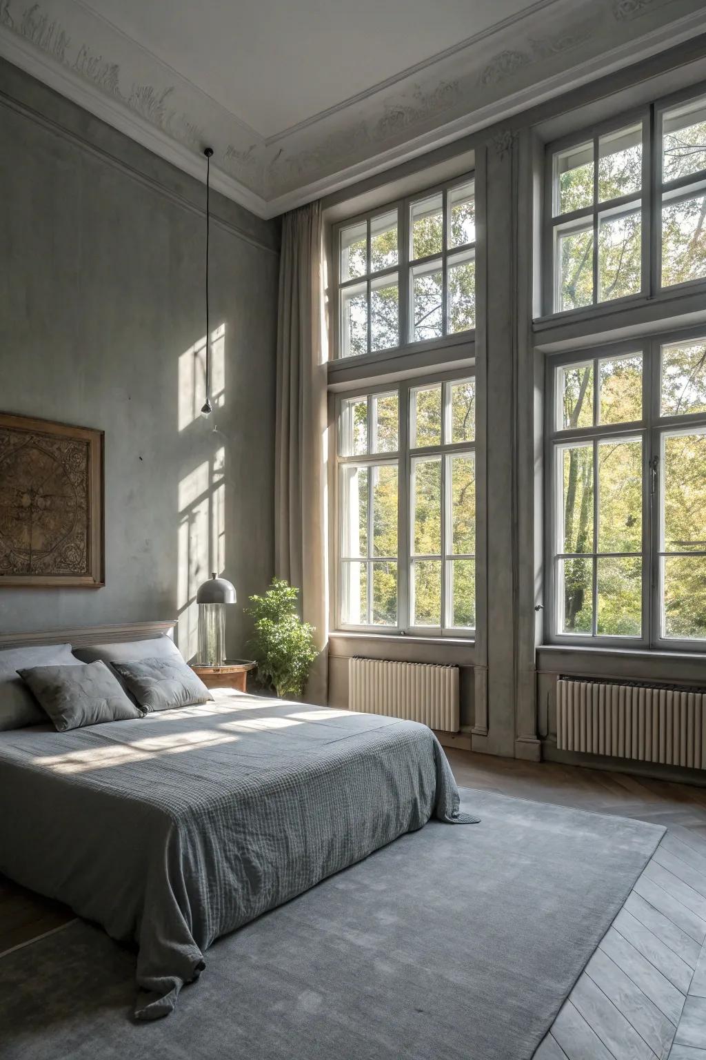 Sunlight enhances the airy vibe of grey hues.
