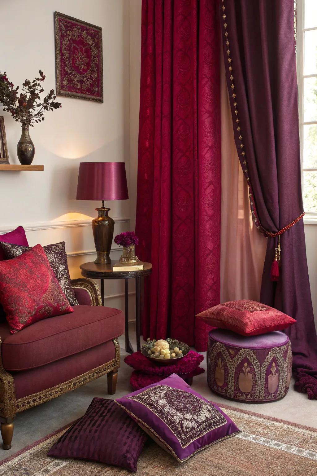 Striking colors inject energy and theatricality into the area.