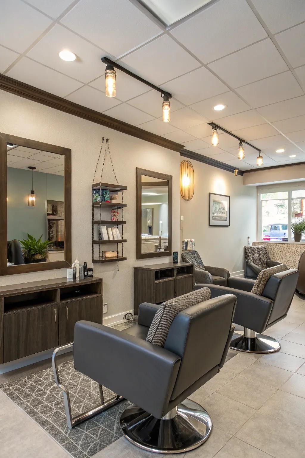 Modern furniture enhances the style and comfort of your salon.