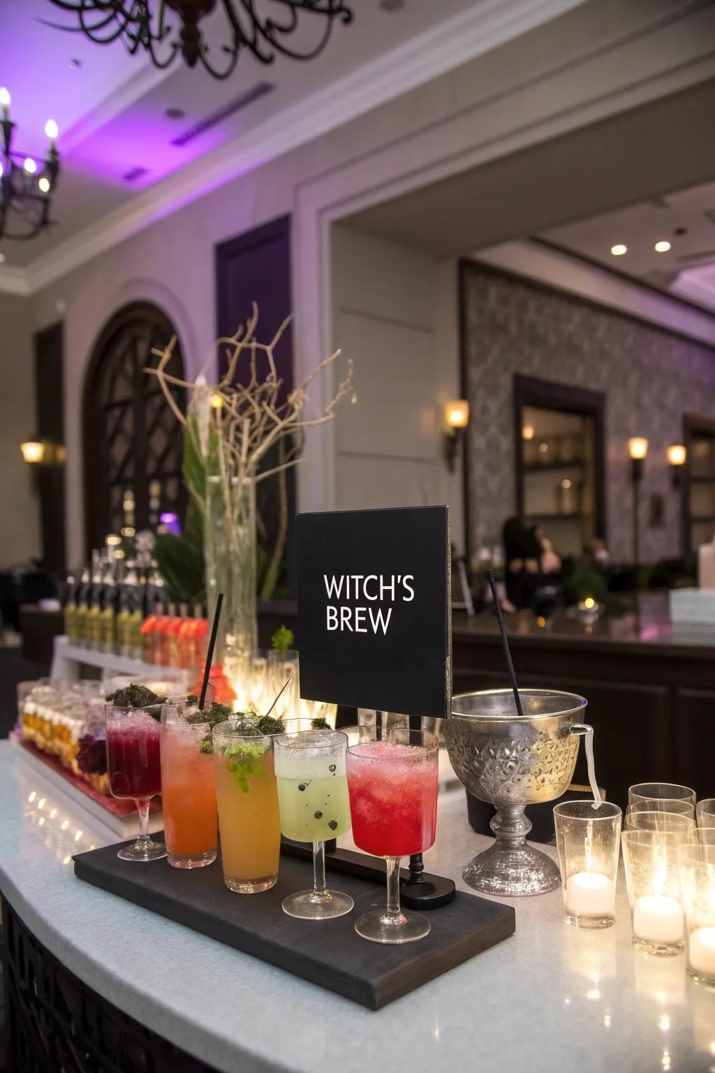 Blend and socialize with a bewitching cocktail preparation area.