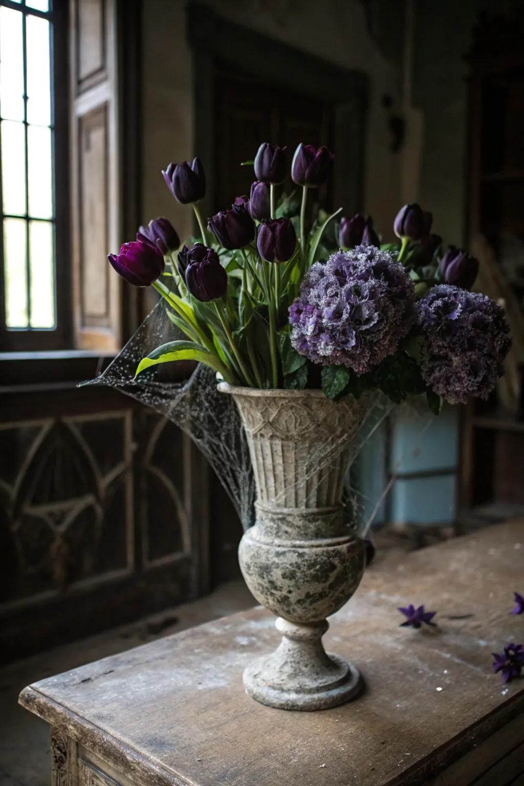 A phantasmal patch bouquet that breathes an aura of mystery into your Halloween decor.