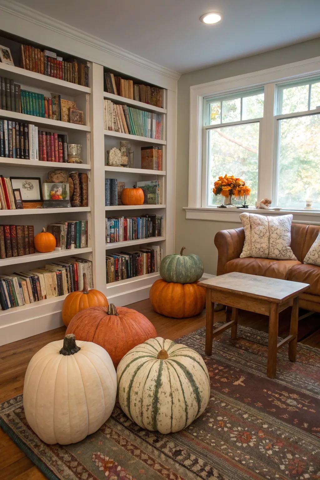Squashes impart Halloween allure to any area.