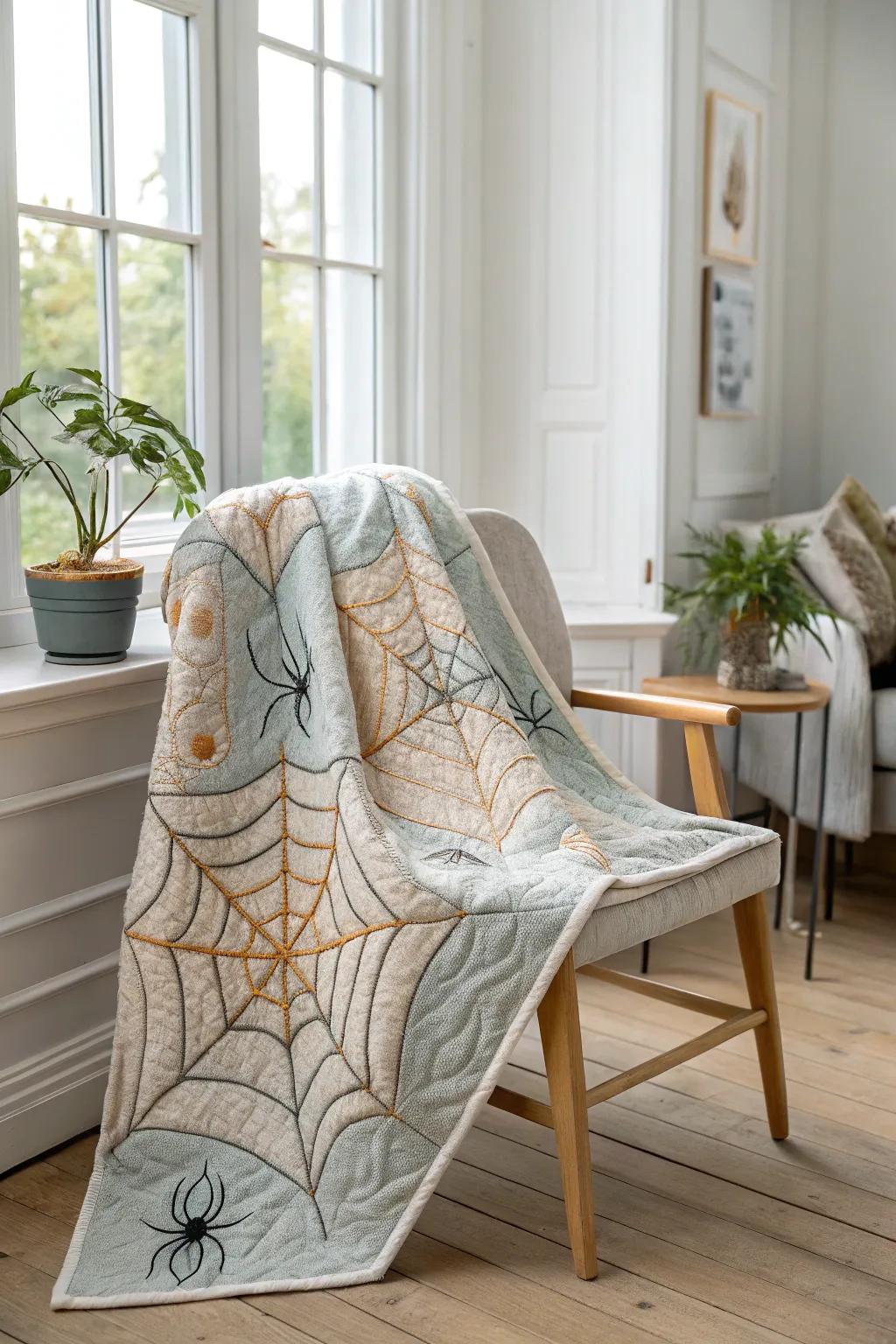 Surround yourself with the elaborate beauty of a cobweb style bedspread this Halloween. Suitable for comfortable, minimalist spaces.