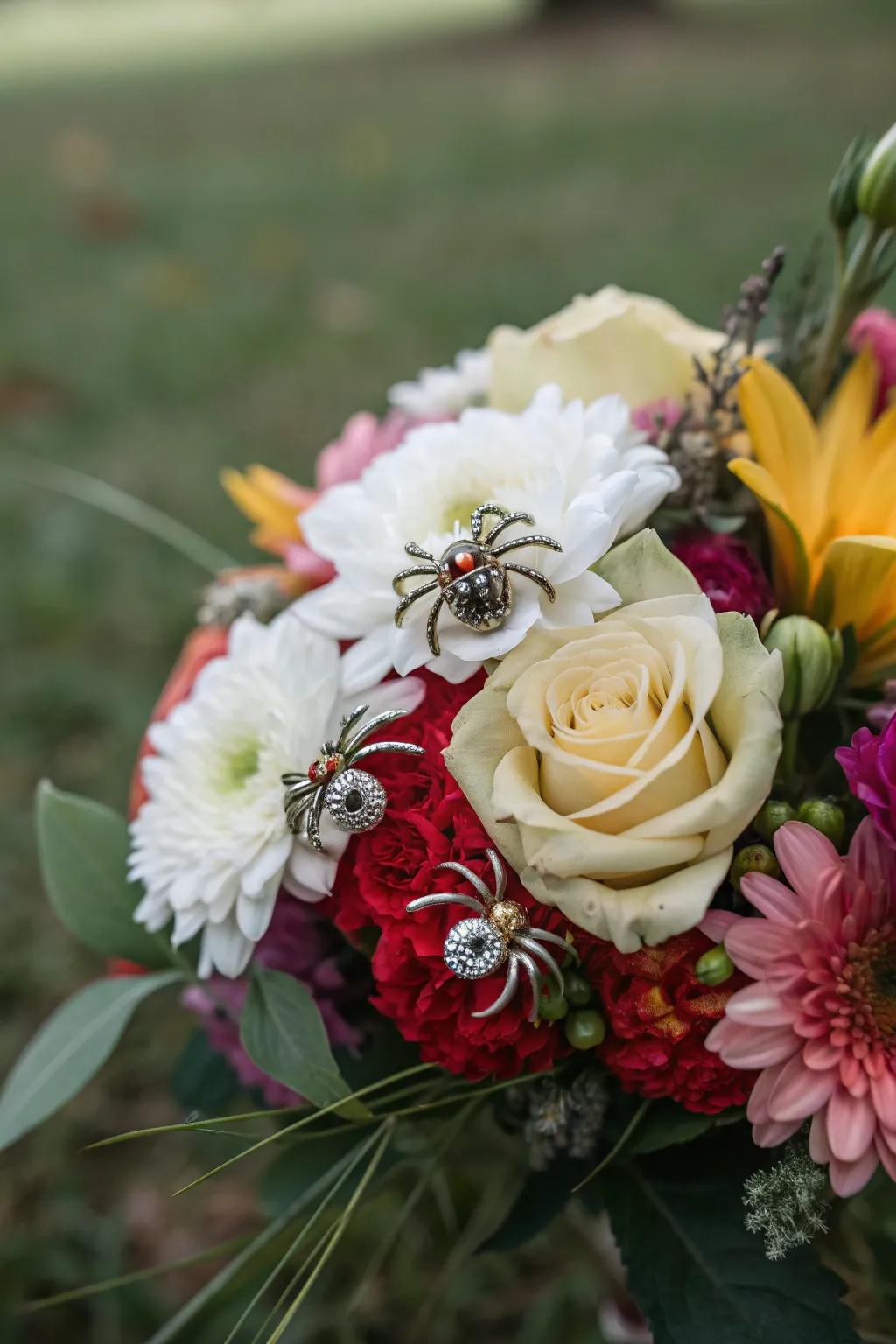 Arachnid accents contribute an eerie distortion to a stunning bunch.